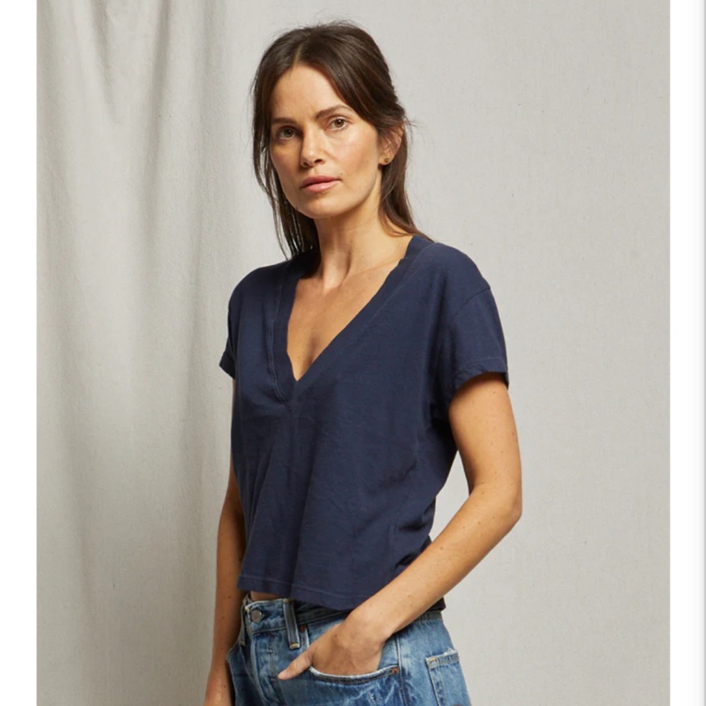 Perfectwhitetee V-Neck cotton tee - navy